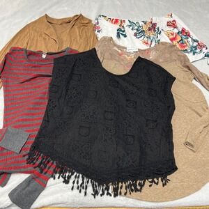 5pc LOT Womens Tops M Boho Y2K Floral Lace BKE Cato Derek Heart Lace Camil Co